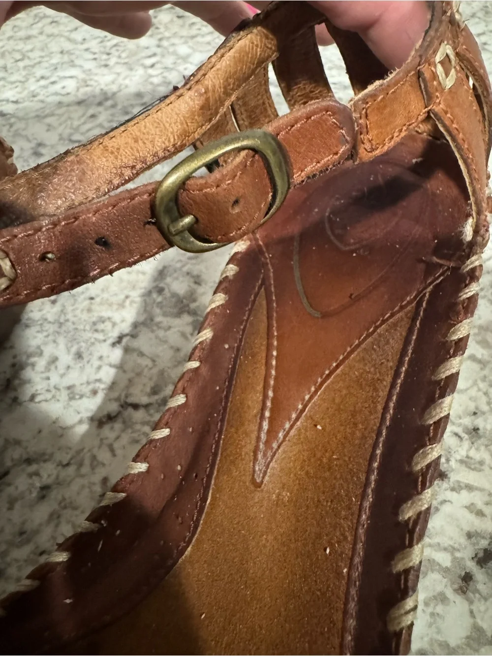Ariat Shalimar Leather T-Strap Buckle Wedge Gladiator Sandals Women’s Size 8B